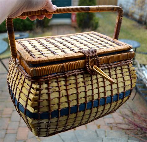 vintage large sewing basket